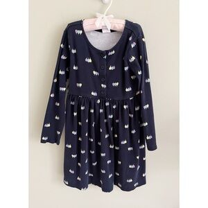 Hanna Andersson navy blue long sleeve play dress 6/7